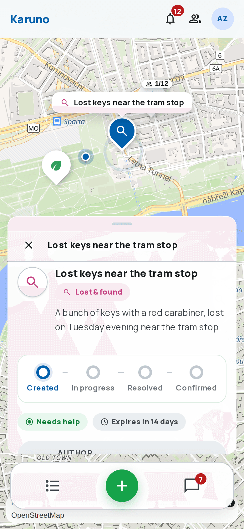 A request detail in the Karuno app